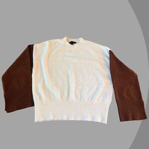 SANCTUARY Women's Long Sleeve Two-Tone Top – White/Brown, Size Small